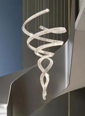 别墅灯挑客厅大吊灯水晶37236设计师奢艺术高中空楼梯轻复式楼lof