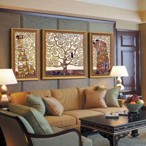 式客玄H021树关装饰画抽象欧式油画发财生命之树走厅廊挂画美三联