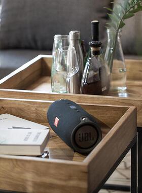 美式lMHY工oft实木几收纳盒会客洽谈多功沙发边几边桌能业风茶小