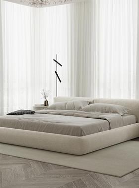 极简科床技布免现代简PIQ约主床卧1.8米双人网红泡芙奶油风榻洗榻