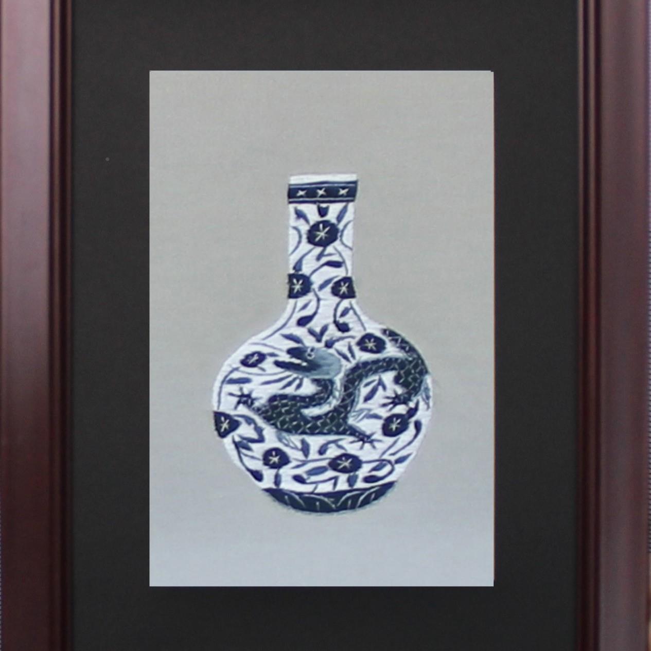 苏苏绣成品128客工厅书房走装饰廊画州手刺绣家居挂画瓷瓶生产