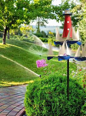 新品夏季户外海林帆船灯塔风车造航HE202307型金园风车动感艺术属