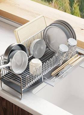 厨碟房沥水架304用不锈碗收纳架子家水槽钢13637沥水篮筷子置物架