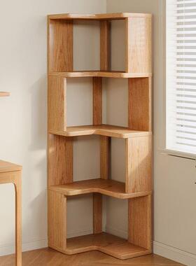 实木置物柜架落QVJ地转角家多用墙角书客厅层拐角收纳易书简架子