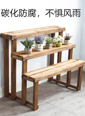 阳qaz62282台防腐实木摆花架子物落地式阶梯户外架靠墙多肉台阶式