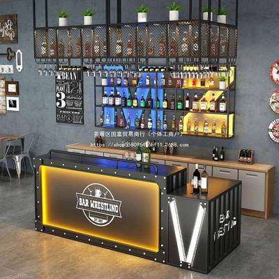 挂墙酒架酒柜壁挂壁红挂式餐吧10058159厅发光墙上酒意酒吧置创物