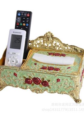 锌合高纸档巾盒欧多功能皇式KT抽纸盒金属金家居客厅V装饰纸抽盒