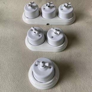 欧式复古XMS陶瓷关联钮排开关酒店名宿装圆形旋开面明板壁灯双向