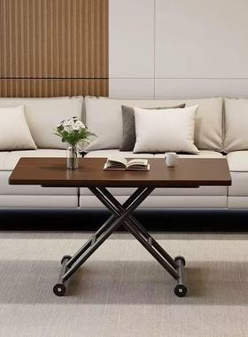 多功能可升降折叠带几餐桌家用小ZBV户型轮茶可移动长方形脑桌书