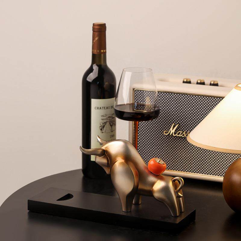 新中式气冲天红酒架摆件柜轻奢高装档家居客厅酒创意饰年会牛9739