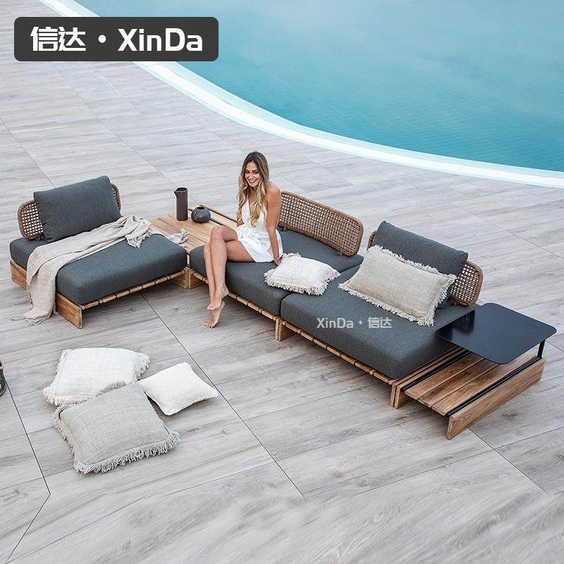 W7外庭沙发院露天售楼部室外藤LKJ沙发合民宿酒店露台沙发柚木组,电子元器件市场,其它元器件,淘宝优惠券,粉丝福利购,淘宝优惠卷