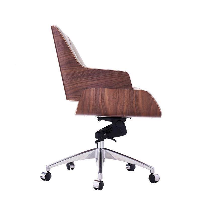 舒适椅电脑久坐办公转椅家用简椅约升降奢胡桃木LDM01书桌椅子办