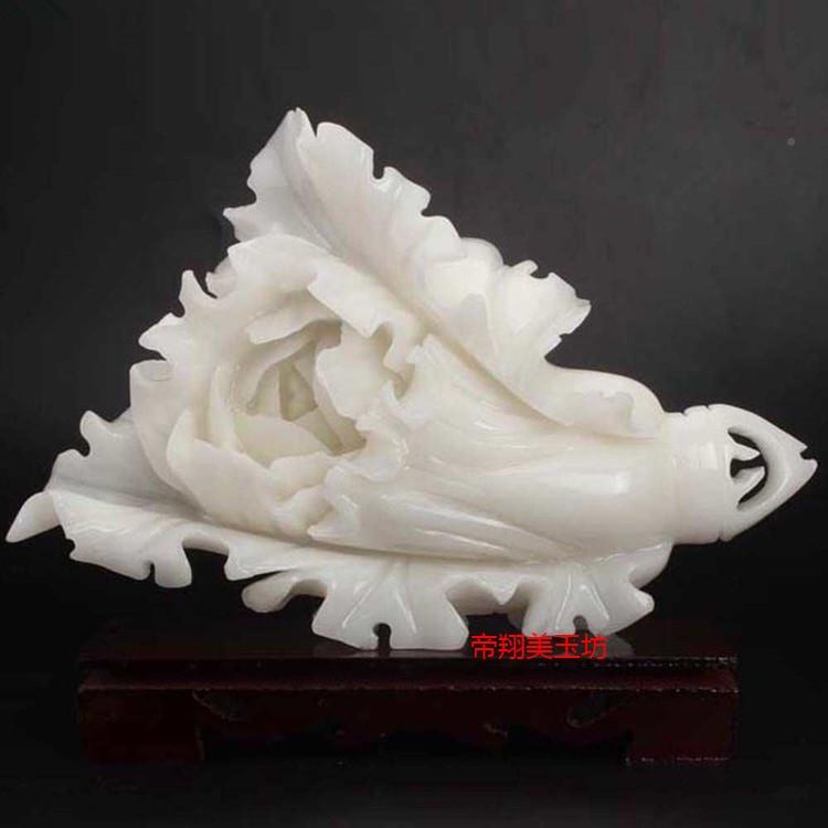 饰阿财富汗白玉白菜摆件家居装摆客厅玄关503百件