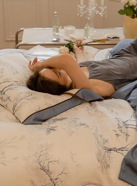 仿真丝法式田园轻奢风0支兰精天丝件套冰丝四滑凉感YRJ--ZHL夏季