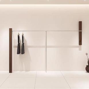 服装店展示胡IIH架桃木上墙场挂衣列架商专用衣服陈架服装不锈钢