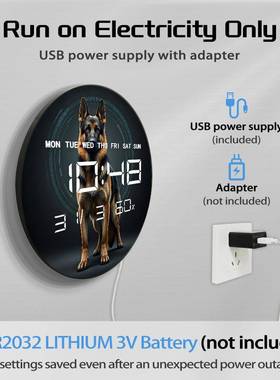 德国黑背牧羊简约挂电子多功能带家钟用时DZA-0070钟温度犬湿度静