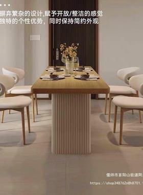 日式原木风餐桌木实桌客厅计书桌一体奶油风设师办公RHA桌饭椅组