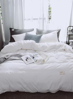 秋冬水洗棉四件套床件单被套毛磨床上用品男女75514单人学生床宿