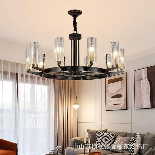 现代约全铜吊灯奢后现代水晶简轻353玻璃复式楼客厅楼别墅中楼大