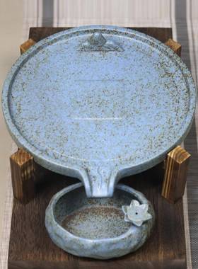 F759SMHT陶瓷茶盘性托盘圆创意个家用排形水石磨干泡台储水茶台日