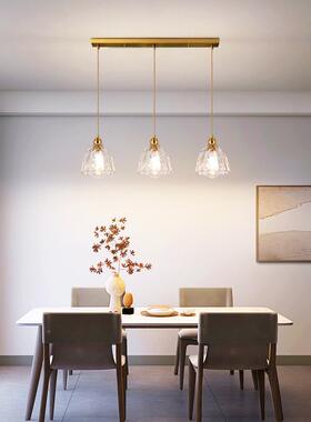 现餐厅灯日式三头玻璃9721吊灯代简具约家用餐桌饭餐厅灯吧台吊灯