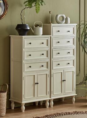 美式实斗柜客厅EOI边柜多能带门抽屉功收纳柜子木式胡桃色简约五