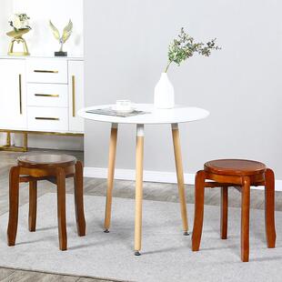 家用实木仿创古圆凳现代中式意桌大方凳时866尚可叠放古筝梳妆餐