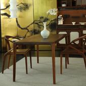 北美胡桃实木餐桌074方形饭可学桌办桌公桌书桌黑茶桌全习榫卯