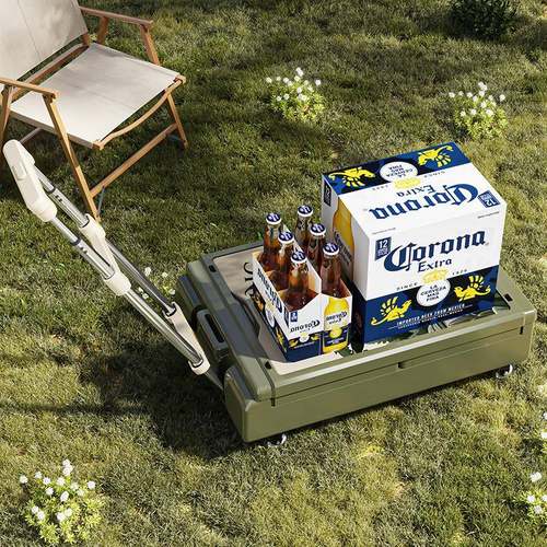 露车户外小推车木盖折叠收野餐箱纳营带轮买菜小拉车便携拉8590杆