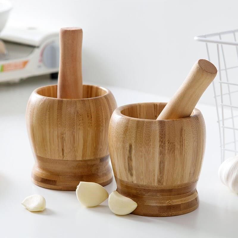 老式蒜缸子竹制蒜臼子家用手动实木捣蒜器竹捣碎蒜泥器捣药罐擂钵