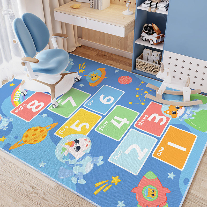 儿童房地毯书房卧室阅读区防滑加厚男女孩卡通客厅床边防水地垫子