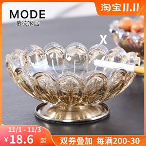 欧式水晶玻璃烟灰缸多功能潮流个性创意时尚圆形烟缸餐厅酒店家用