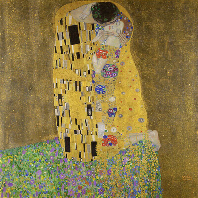 欧式人物克里姆特油画吻Klimt kiss手工复制品临摹世界名画手绘
