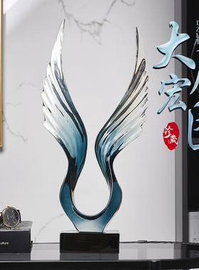 高档风生水起水晶摆件酒柜领导办公室装饰品家居工艺品大展宏图