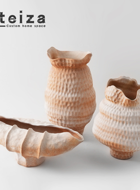 Oteiza简约几何陶瓷花器样板间售楼处客厅展示柜书房软装装饰摆件