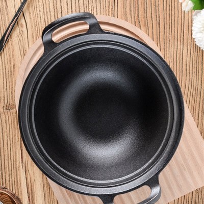 铸铁汤锅不粘锅家用煮粥锅煲多功能小炒锅加深圆底耳小汤锅22cm