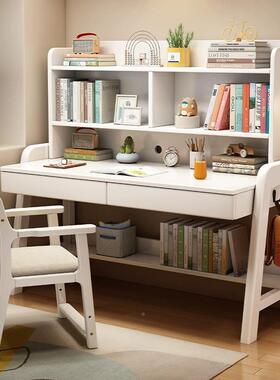 桌实木儿童学降习桌书架书ZKU桌学生家用写字桌子可升带卧室小孩
