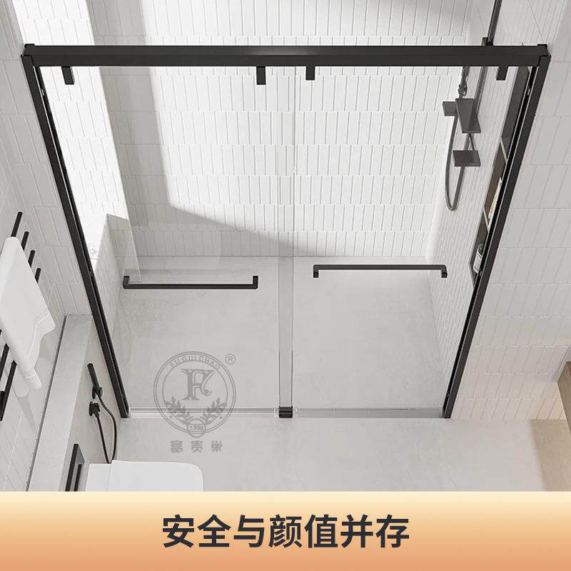 一字网红下725式淋浴房隐形浴洗澡间干湿分离型隔断室沉极窄玻璃