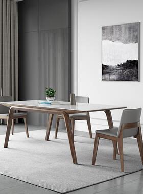 5V奥古斯特帆船实木岩板餐属桌现代简约专定制亮光白色岩CZ-117餐