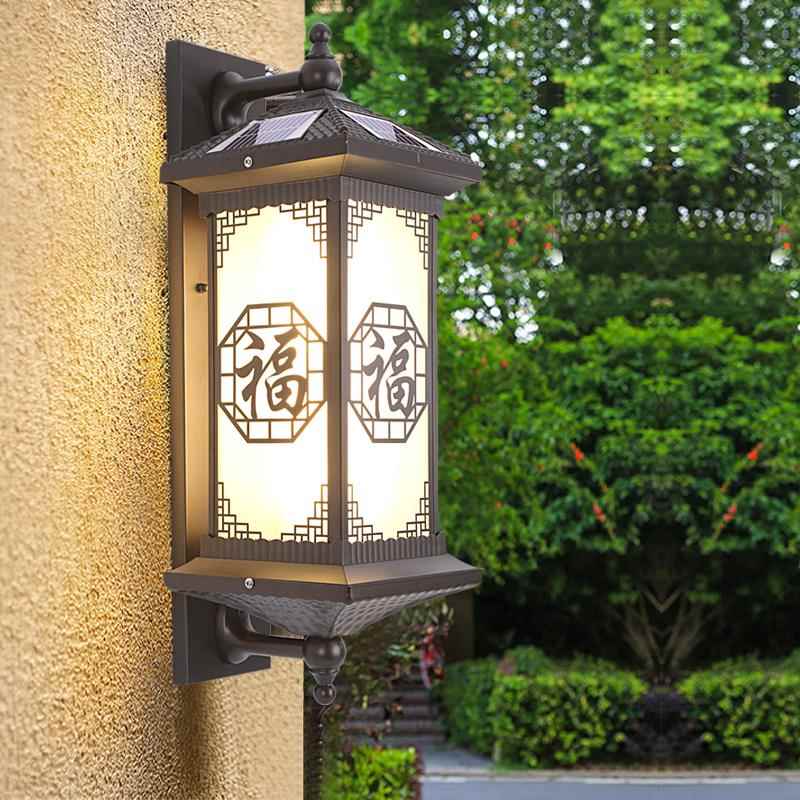 新中式太阳能户外防水壁灯