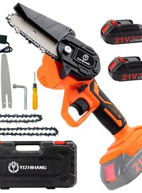 迷你97076寸家小型手持手提砍锂电动锯户外无线用链锯充电电式伐