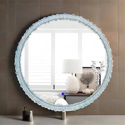 可触摸圆智形生卫667间除雾能镜浴室镜led镜调光防L雾镜ED灯