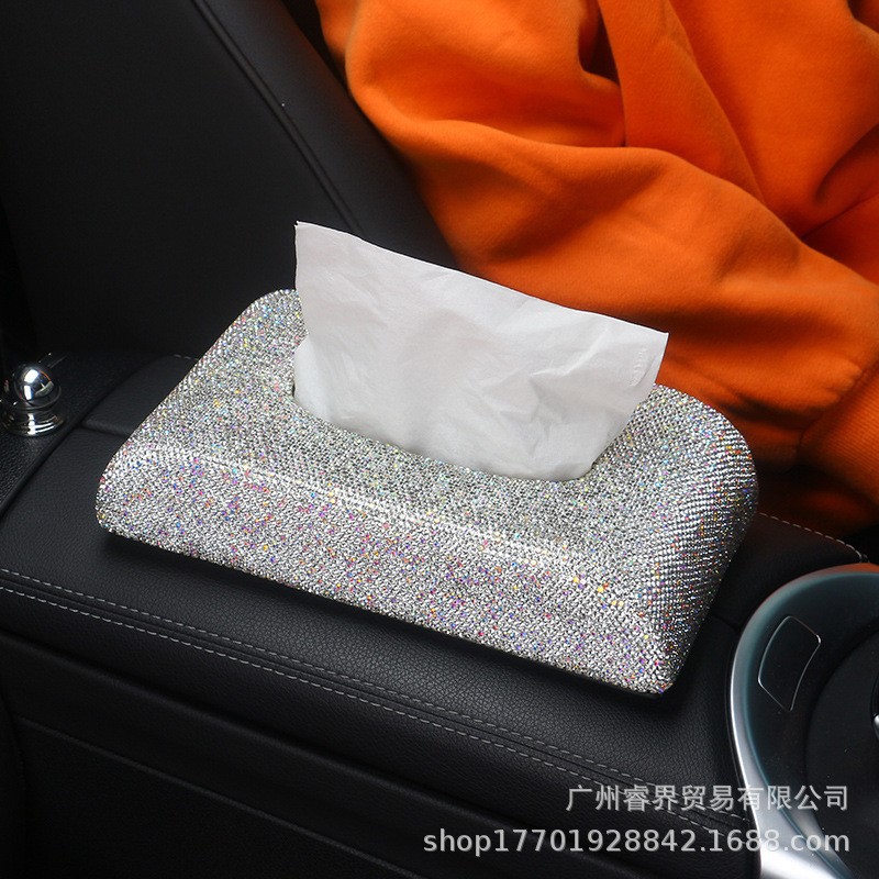 车载镶钻内饰纸巾盒餐巾抽纸