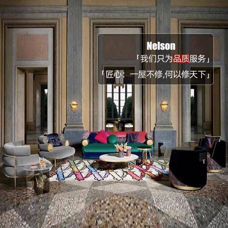 意轻奢高端家具工厂销范思折瓦其现代简约直客42厅三萨人式布艺沙