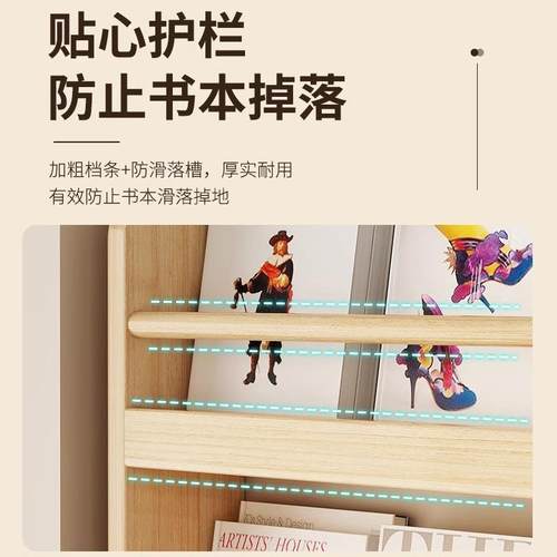 木多层置挂物架壁书架木儿童书柜收LF-木质纳柜实门后走廊质玩偶