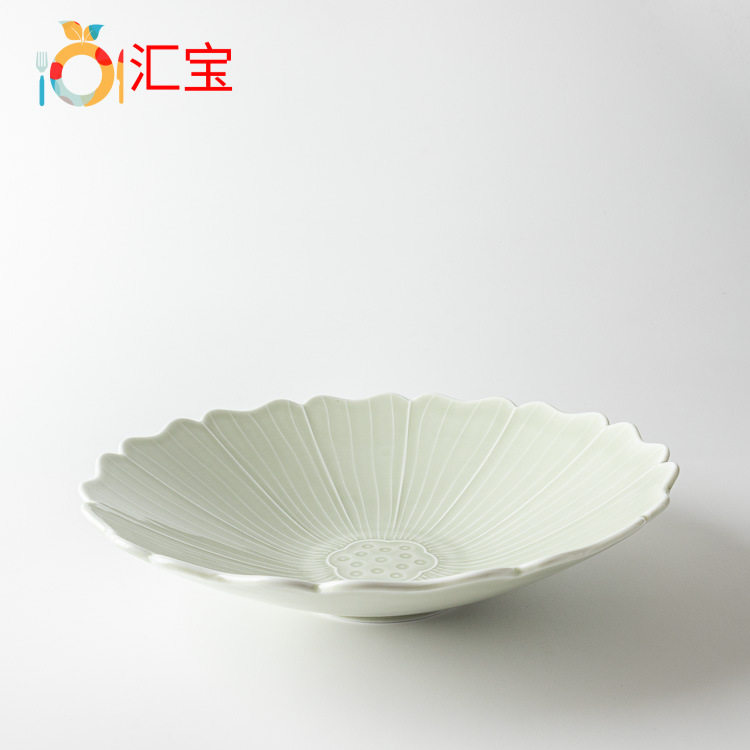 复古莲花心条纹深汤碗
