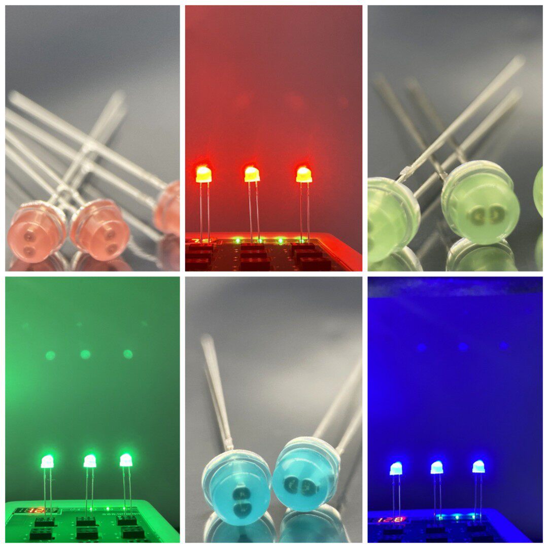 F5草帽红发红灯无极绿发绿灯无极蓝发蓝灯无极双晶无极性led