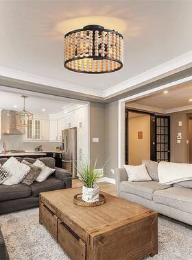 新卧款室吸顶灯波西亚圆形创a意实BK2038木串米珠灯具虾皮eby