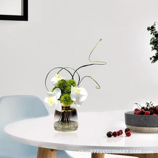 轻奢仿真花现艺玻插谈花餐厅洽璃桌茶706几样板间代简约绿植装 饰