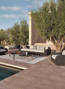 藤天椅三件套户外桌室椅庭院外露防水防晒网休闲藤椅FVO阳红台小